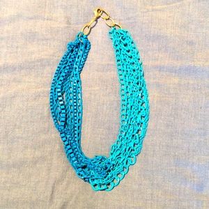 Two toned blue metal chain necklace